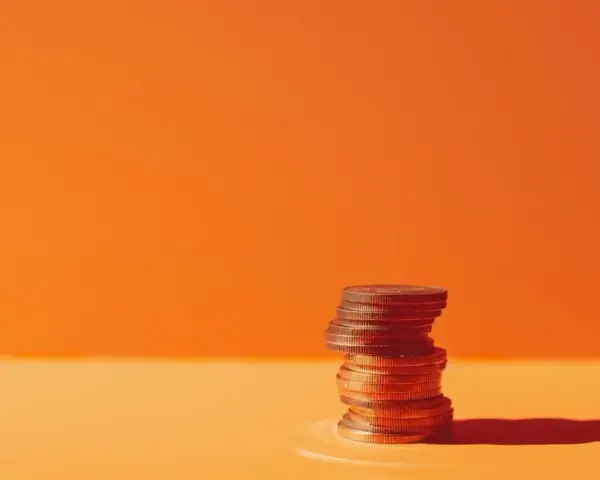 A stack of coins on an orange surface, symbolizing the business account requirements for financial growth.