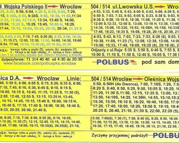 Polbus rozkład jazdy Sobótka Wrocław – sprawdź godziny odjazdów