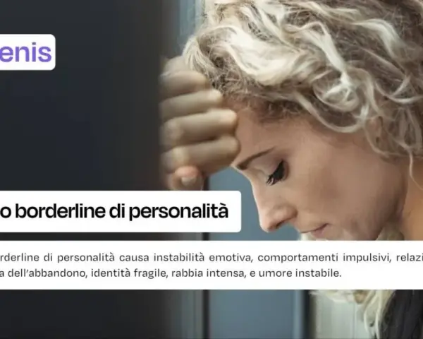 Donna con la testa appoggiata, simbolo di un test sul disturbo borderline di personalità. Descrive instabilità emotiva e paura dell'abbandono.