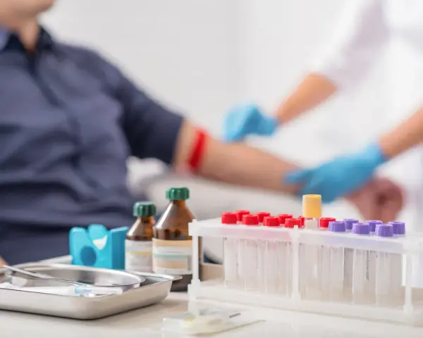 Pobieranie krwi w sobotę. Laboratoria pracują, by zapewnić ciągłość badań.