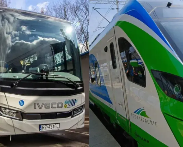 Autobus z Rzeszowa i pociąg do Krakowa Balic. Dwa środki transportu, jedna podróż.