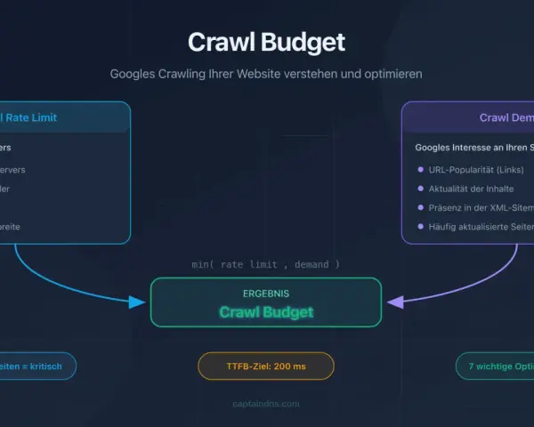 Diagramm zeigt, wie Serverkapazität (Crawl Rate Limit) und Googles Interesse (Crawl Demand) den Crawl Budget beeinflussen.