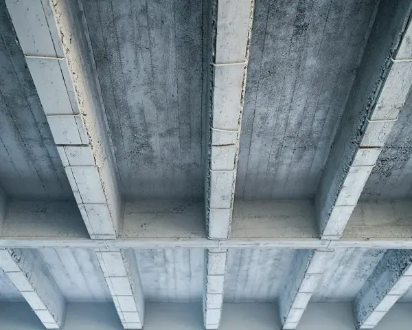 Betonowe belki stropowe, tworzące siatkę. Czy to najtańszy strop?