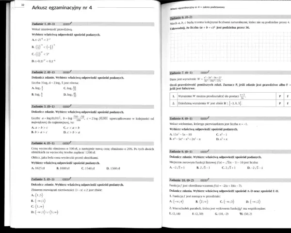 Arkusz egzaminacyjny nr 4, zadanie 1-10. Matematyczne wyzwania dla szewców bohaterów.