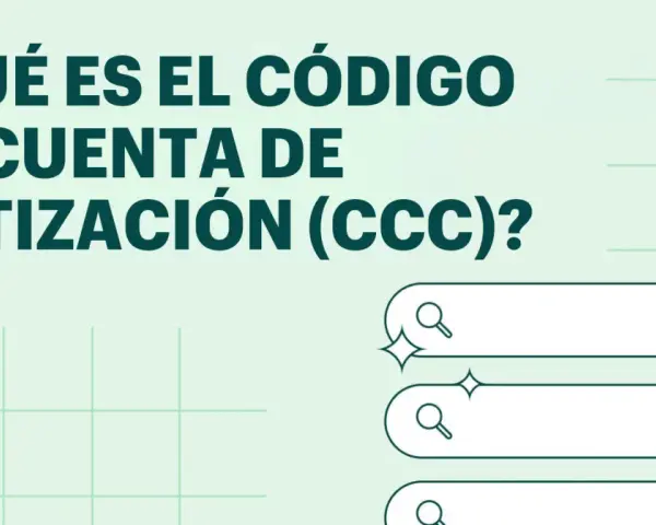 ¿Qué es el Código de Cuenta de Cotización (CCC) de una empresa? Ilustración con elementos gráficos y campos de búsqueda.