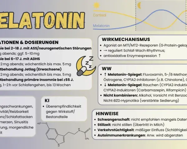 Melatonin-Dosierung: 2mg abends bei Insomnie (2-18 J.), 0,5-2mg bei ADHS. Wie viel Melatonin darf man nehmen? Infos zu Jetlag & älteren Menschen.