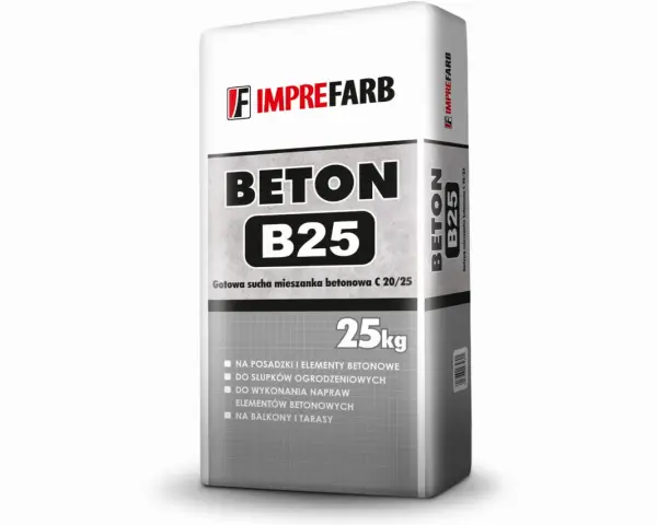 Worek betonu B25 25kg. Sprawdź atrakcyjną beton b25 cena za m3 dla Twoich projektów budowlanych.