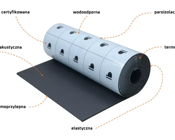 Rolka materiału izolacyjnego: wodoodporna, paroszczelna, termoizolacyjna, akustyczna, samoprzylepna i elastyczna. To produkt, który nie disprobit.