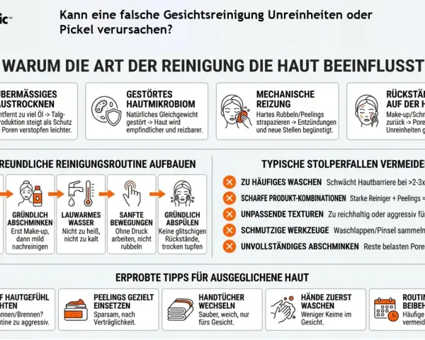 Sanfte Bewegungen beim Gesicht waschen mit einem Waschlappen, ohne Druck und nicht rubbeln, sind wichtig für eine gesunde Haut.