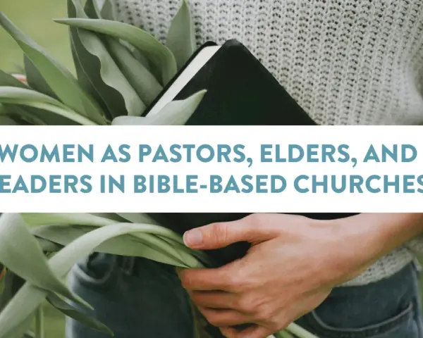 A woman holds a Bible and tulips, with text asking "can women be pastors" and discussing their leadership in churches.