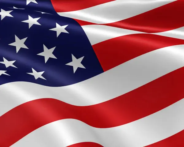 Flaga USA, z jej niebieskim polem i białymi gwiazdami, symbolizuje jedność. Ile gwiazdek ma flaga USA? 50, po jednej na każdy stan.