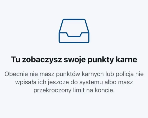 Ikona folderu i tekst: "Tu zobaczysz swoje punkty karne". Informacja, że punkty karne kasują się po pewnym czasie lub gdy przekroczono limit.