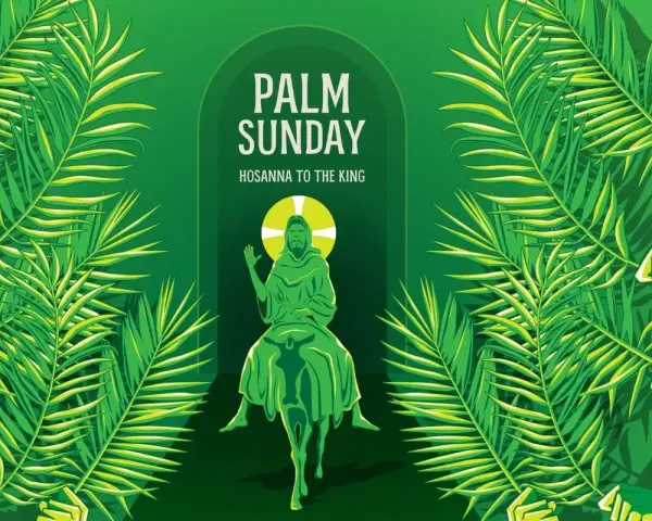 Jesus rides into Jerusalem on Palm Sunday, greeted by palm branches. A homily for this year's Palm Sunday would reflect on this triumphant entry.