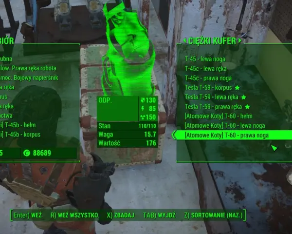 Ekwipunek w Fallout 4: "Mój ubiór" i "Ciężki kufer" z częściami pancerza, jak T-60. Szukasz fallout 4 kody?