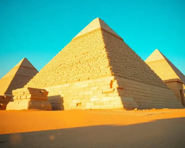 Majestätische Pyramiden in Ägypten, im warmen Licht der Wüstensonne.