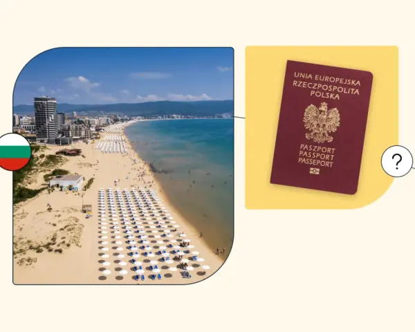 Słoneczna plaża w Bułgarii i polski paszport. Czy do Bułgarii potrzebny jest paszport? Pytanie o dokumenty na wakacje.