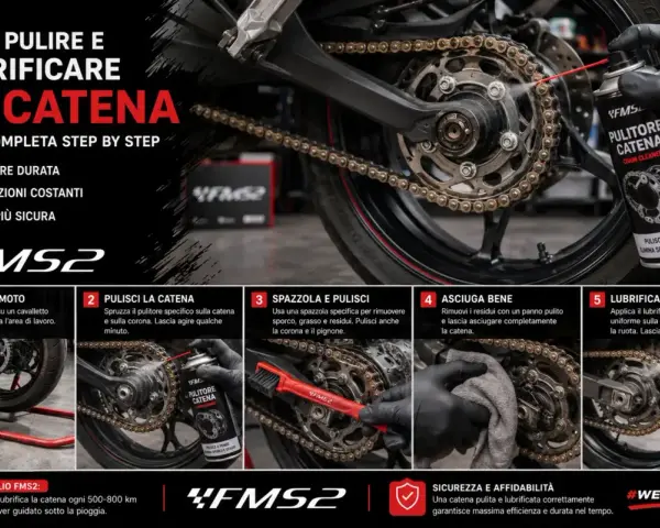 Guida passo passo su come pulire e lubrificare la catena della moto per maggiore durata e sicurezza.