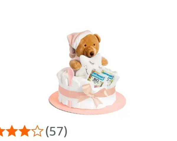 En söt blöjtårta tjej med en nallebjörn i pyjamas och en stjärna. Perfekt present till nyblivna föräldrar.
