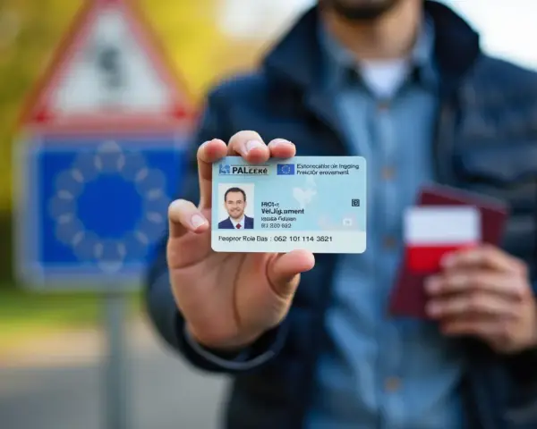 Mężczyzna pokazuje dowód osobisty i paszport. Czy do Francji potrzebny jest paszport? W strefie Schengen dowód wystarczy.