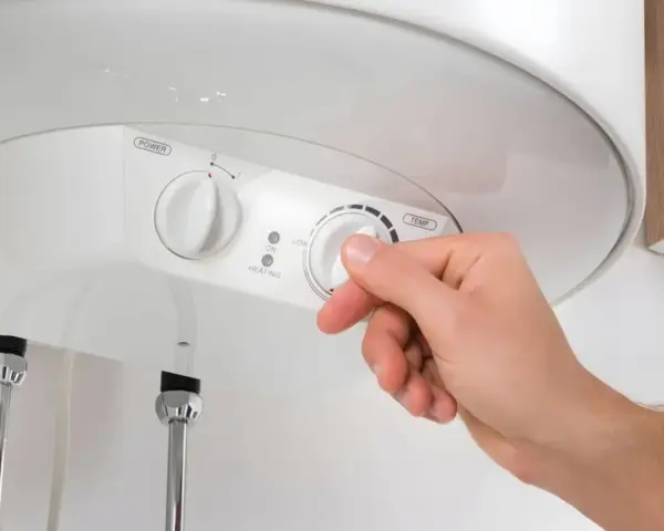 Ajustando la temperatura del termo eléctrico de 80 litros.