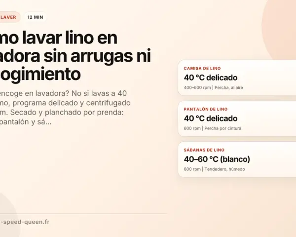 Guía para saber como lavar lino en lavadora sin arrugas ni encogimiento. Incluye consejos para camisas, pantalones y sábanas.