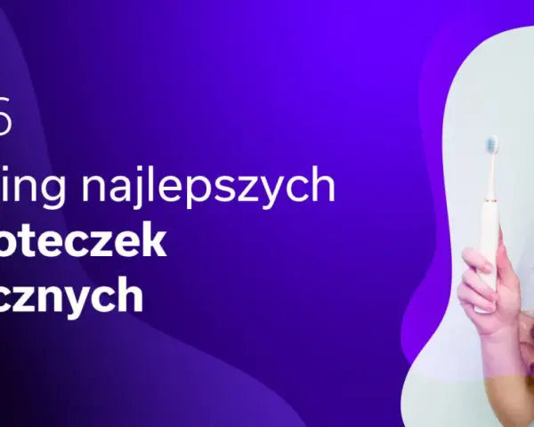 Kobieta z rudymi włosami trzyma białą szczoteczkę soniczną na tle napisu "Ranking najlepszych szczoteczek sonicznych 2026".