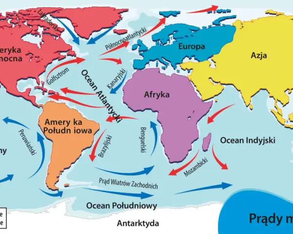 Mapa prądów morskich. Czy ocean atlantycki jest słony? Tak, jak wszystkie oceany świata, jest słony.