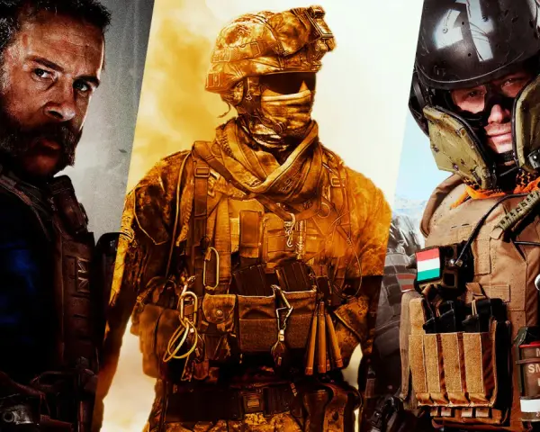 Tres soldados de los juegos de Call of Duty, listos para la acción.
