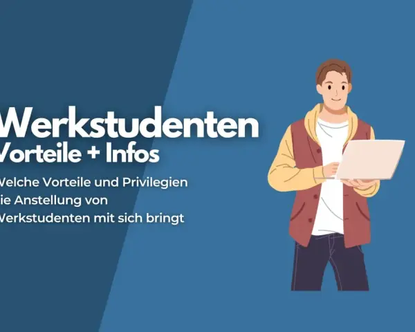 Ein junger Mann mit Laptop, der die Vorteile einer Werkstudenten-Anstellung erklärt.