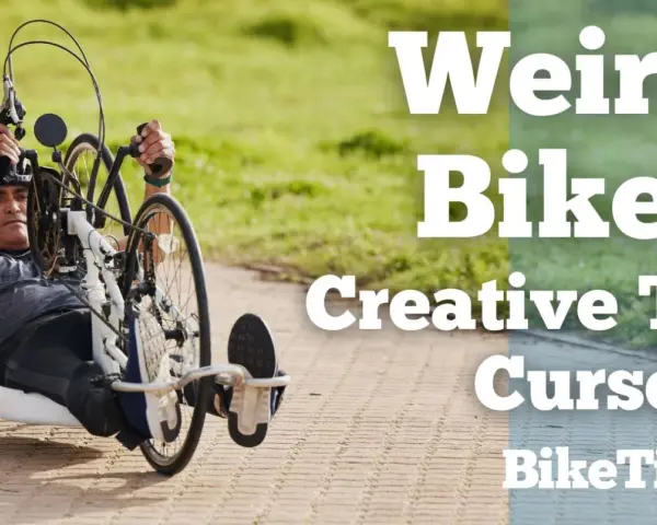 Man on a recumbent trike, one of many weird bikes featured in BikeTips.