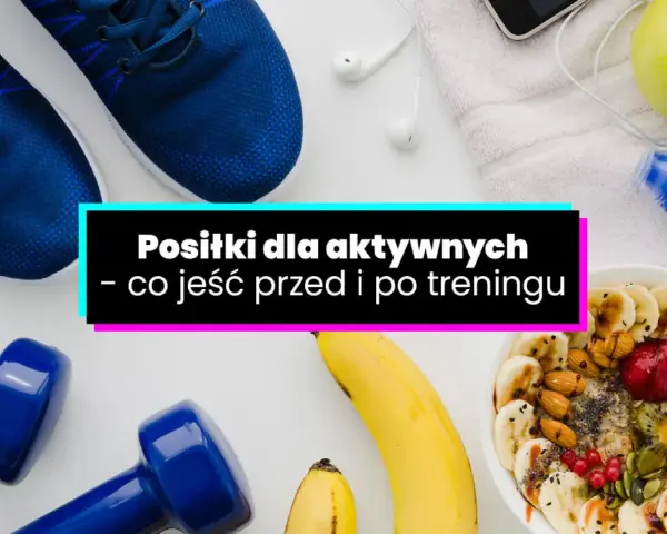 Aktywni w upały? Zobacz, co jeść przed i po treningu: buty, hantle, jabłko, wodę i owsiankę z owocami.