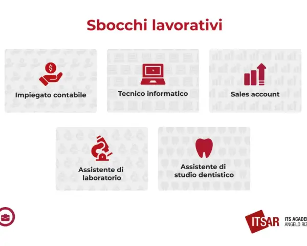 Sbocchi lavorativi per il liceo scienze applicate: contabile, tecnico informatico, sales account, assistente di laboratorio e studio dentistico.
