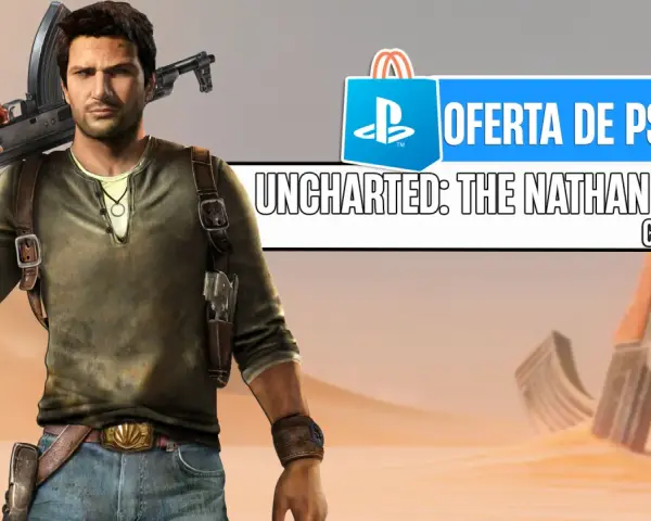 Nathan Drake, con un rifle al hombro, posa en un desierto. Oferta de PS Store: Uncharted: The Nathan Drake Collection.