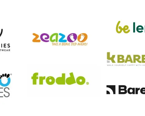 Loga marek butów: Groundies, Zeazoo, Be Lenka, Xero Shoes, Froddo, K Barefoot, Barebarics.