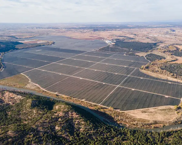 Vasta extensión de paneles solares, demostrando la **importancia de las energías renovables** para el futuro del planeta.