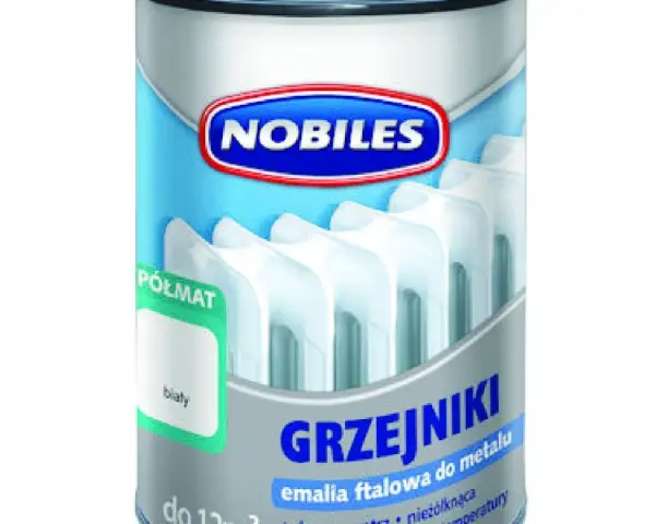 Emalia ftalowa Nobiles do grzejników, półmatowa, biała. Idealna do malowania metalowych elementów grzewczych.