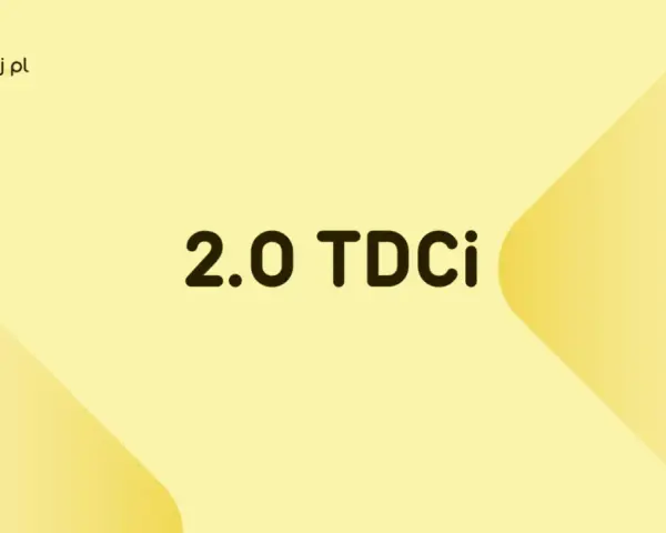 Napis "2.0 TDCi" na żółtym tle z logo JakiOlej.pl.