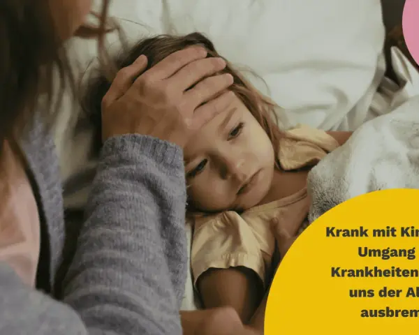 Mutter kümmert sich um krankes Kind, während Vater arbeitet. Ein alltäglicher Kampf, wenn die Kleinen krank sind.