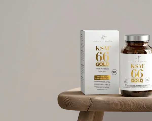 KSM-66 Ashwagandha Gold-kapslar för hormonell balans och lugn. Stödjer kroppen vid stress.