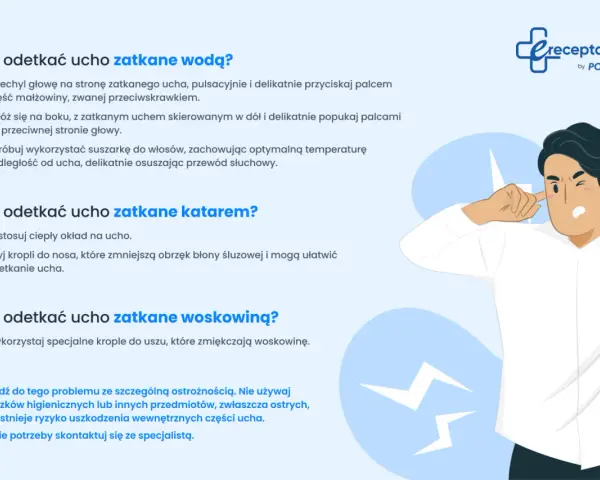 Mężczyzna zatyka uszy, bo czuje, że ucho się zatyka i odtyka. Poradnik podpowiada, jak sobie z tym radzić.