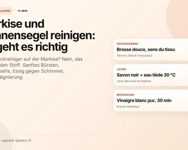 Anleitung: Markise und Sonnensegel reinigen mit sanften Mitteln statt Hochdruckreiniger. Tipps für Stoffpflege und Imprägnierung.