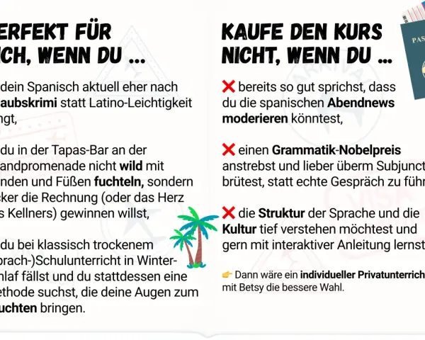 Dein Spanisch klingt nach Urlaubskrimi? Dann ist dieser Kurs perfekt für dich! Lerne die Aussprache Spanisch spielerisch.