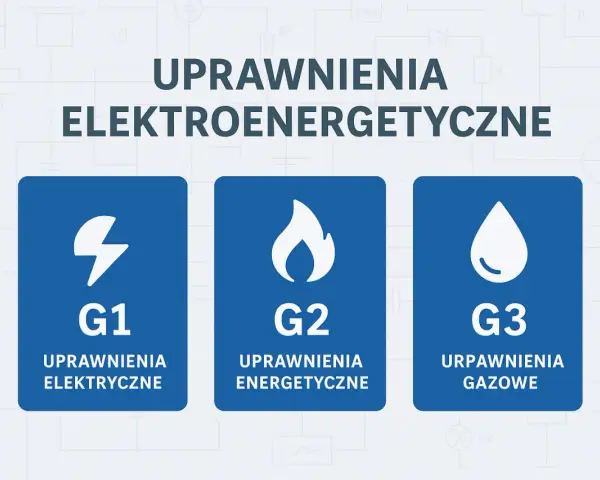 Trzy kategorie uprawnień: G1 elektryczne, G2 energetyczne, G3 gazowe.