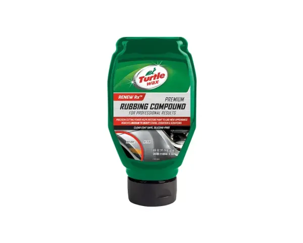 Turtle Wax Rubbing Compound bottle. Learn how to use it to restore paint, removing oxidation and scratches for a like-new finish.