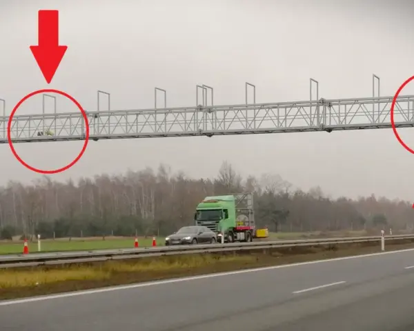 System odcinkowy pomiar prędkości a2. Kamery monitorują ruch na autostradzie.