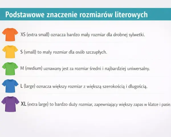 T-shirty: XS, S, M (uniwersalny), L (większy), XL. Jaki rozmiar jest większy l czy m? L jest większy od M.