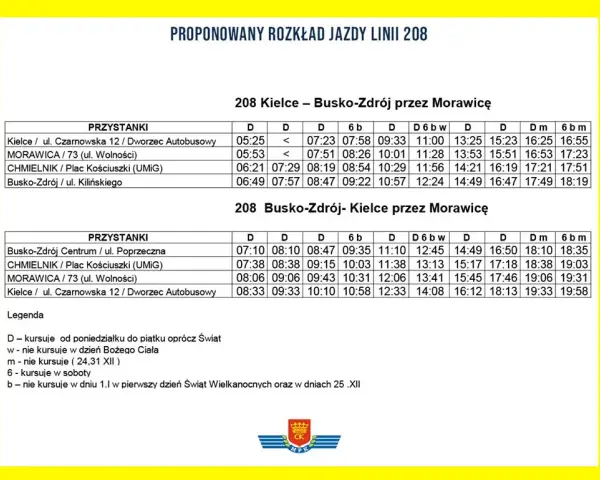 Rozkład jazdy 45 Morawica Kielce – sprawdź godziny i przystanki