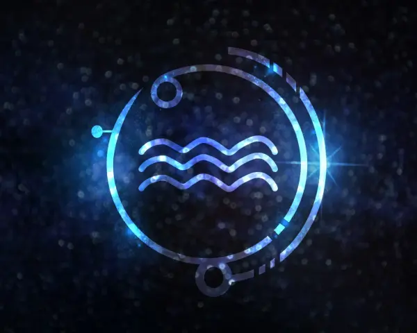 Symbol Wodnika, 29 stycznia znak zodiaku, świeci na tle kosmicznej mgławicy.