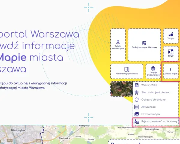Geoportal Warszawa: jak sprawdzić pozwolenie na budowę dewelopera. Kliknij "Rejestr pozwoleń na budowę" by poznać szczegóły.