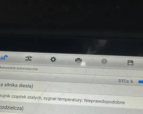 Diagnostyka BMW: błąd DTC P1622 w DDE (elektronika silnika diesla). Wykryto 6 błędów, jeden z nich to czujnik temperatury.